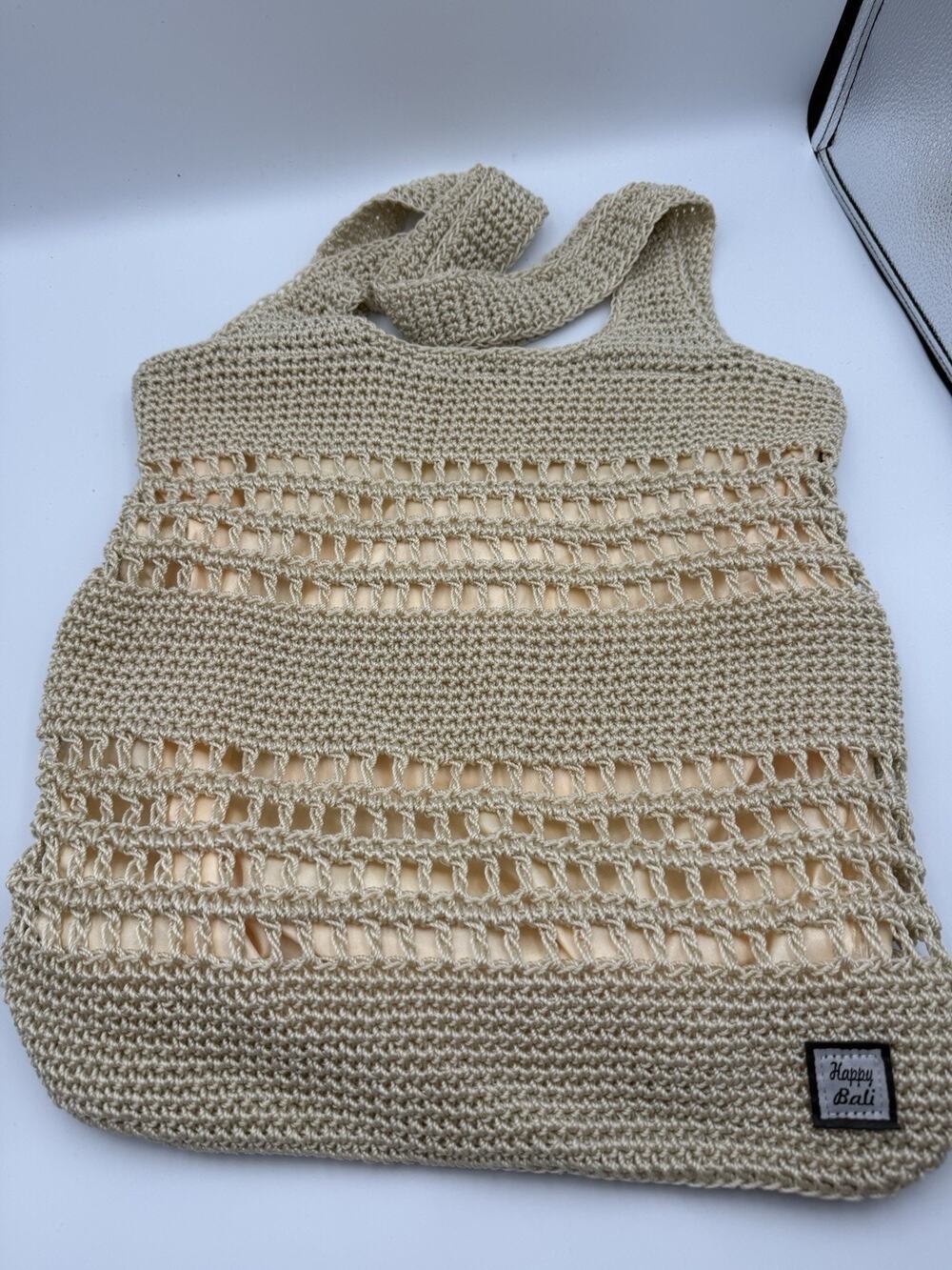 Happy Bali Handmade Crochet Tote Bag Summer Beach Shoulder Bag